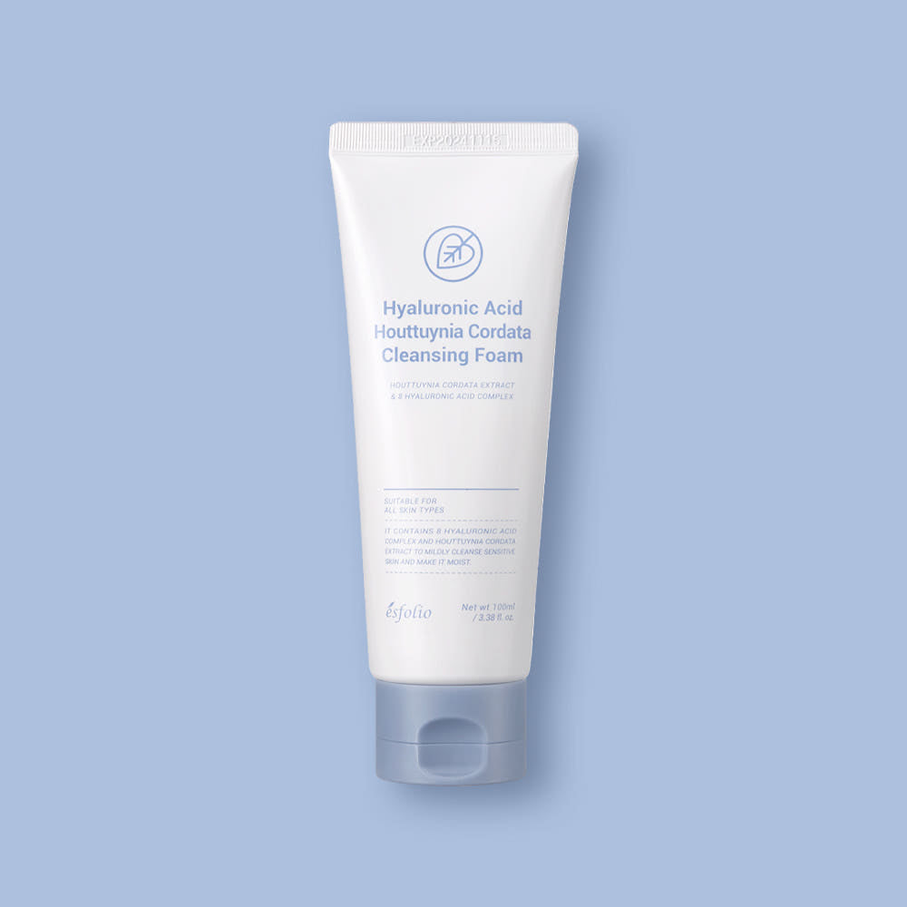 ESFOLIO Hyaluronic Acid & Houttuynia Cordata 4-Piece Basic Set – Cleansing Foam, Toner, Serum, Cream