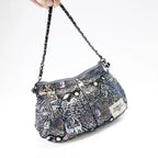Korean Ten Symbols of Longevity Small Handbag – Mother-of-Pearl-Inspired Shimmer Bag with Chain Strap