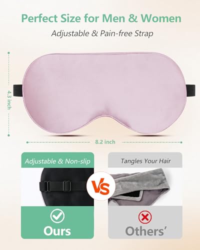 BeeVines 100% Mulberry Silk Sleep Mask, Light Blocking Eye Masks (2 Packs)