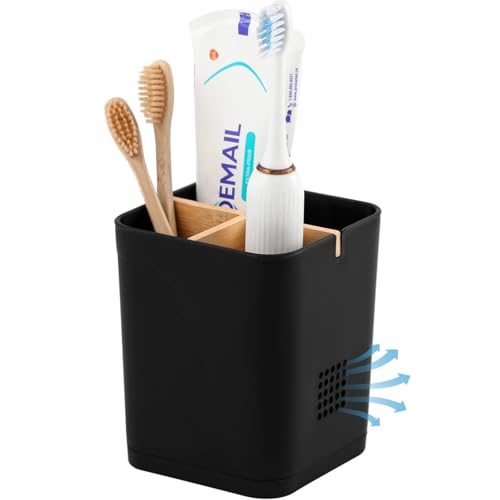 Electric Toothbrush Holder Tooth Brush and Toothpaste Organizer, Black