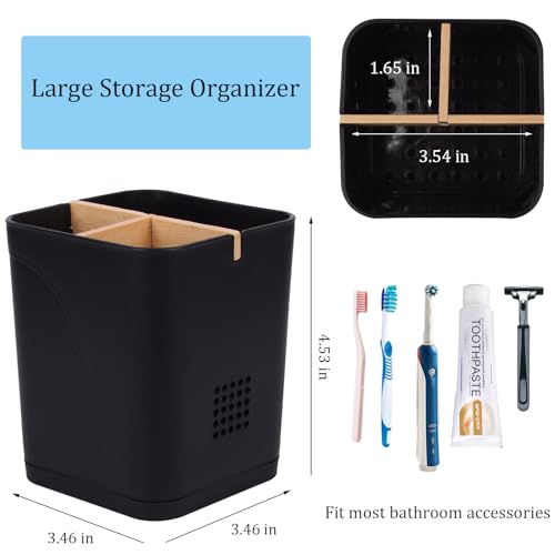 Electric Toothbrush Holder Tooth Brush and Toothpaste Organizer, Black