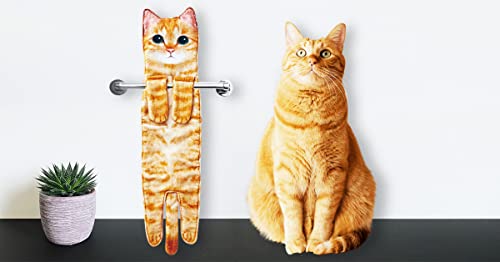 Funny Cat Hand Towel for Bathroom Kitchen, Hanging Decor Gifts for Women