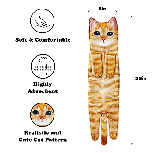 Funny Cat Hand Towel for Bathroom Kitchen, Hanging Decor Gifts for Women