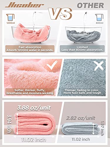 Hicober Microfiber Hair Towel Wrap for Women, Blue Grey Pink, 3-Pack