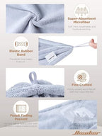 Hicober Microfiber Hair Towel Wrap for Women, Blue Grey Pink, 3-Pack