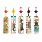 Korean Palace Gold-Finish Metal Bookmark Set – 5 Seoul Landmarks with Traditional Knot Tassels