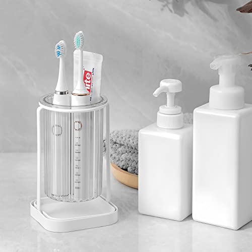 Toothbrush Holders with Drain Tray, Hanging Toothbrush and Toothpaste Holder Organizer Bathroom Caddy Countertop for Toothpaste, Razors, Electric Toothbrush - Clear