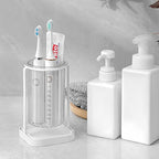 Toothbrush Holders with Drain Tray, Hanging Toothbrush and Toothpaste Holder Organizer Bathroom Caddy Countertop for Toothpaste, Razors, Electric Toothbrush - Clear