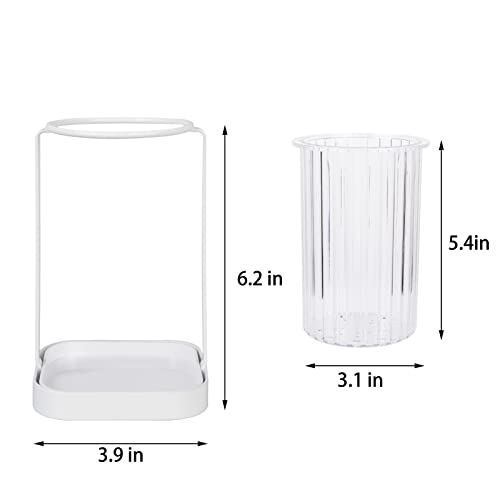 Toothbrush Holders with Drain Tray, Hanging Toothbrush and Toothpaste Holder Organizer Bathroom Caddy Countertop for Toothpaste, Razors, Electric Toothbrush - Clear